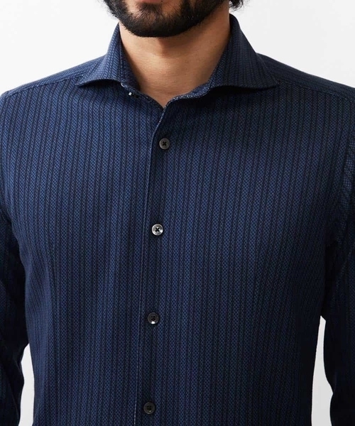MICHEL KLEIN HOMME   （ミッシェルクランオム）の「ストライプ七分袖シャツ（シャツ/ブラウス・メンズ・ホワイト/ネイビー/ピンク/グリーン・MEDIUM/LARGE/X-LARGE）」の16枚目の写真