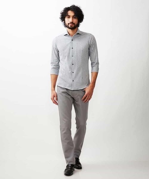MICHEL KLEIN HOMME   （ミッシェルクランオム）の「ストライプ七分袖シャツ（シャツ/ブラウス・メンズ・ホワイト/ネイビー/ピンク/グリーン・MEDIUM/LARGE/X-LARGE）」の8枚目の写真
