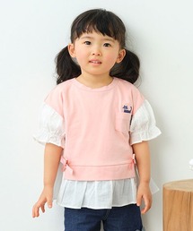 kladskap | ネコ刺しゅうレイヤード風半袖プルオーバー(スウェット)