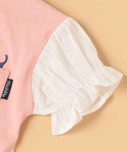 kladskap（クレードスコープ）の「ネコ刺しゅうレイヤード風半袖プルオーバー（スウェット・キッズ・クリーム/ピンク・120cm/110cm/90cm/100cm）」の6枚目の写真