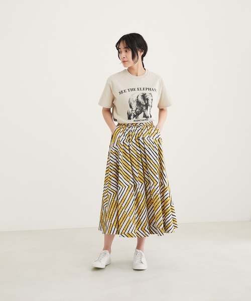 LE GLAZIK | ルグラジックバティックギャザースカート （ブラウン） LE GLAZIK（ルグラジック）の「LE GLAZIK | バティックギャザー