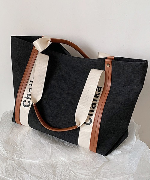 florist（フローリスト）の「【A4対応】きれいめカジュアルな配色ビッグサイズトートバッグ/トラベルバッグ/マザーズバッグ（トートバッグ・レディース・ホワイト/ブラック・FREE）」の4枚目の写真