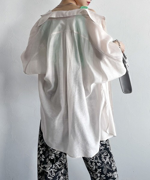 PAGEBOY（ページボーイ）の「シアーBIG半袖シャツ（シャツ/ブラウス・レディース・ブラック/オフホワイト/ブルー系その他/イエロー系その他/ブラウン系その他2・FREE）」の7枚目の写真