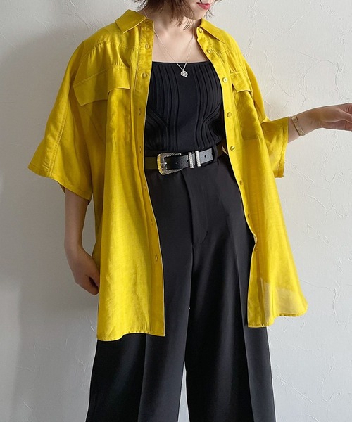 PAGEBOY（ページボーイ）の「シアーBIG半袖シャツ（シャツ/ブラウス・レディース・ブラック/オフホワイト/ブルー系その他/イエロー系その他/ブラウン系その他2・FREE）」の20枚目の写真