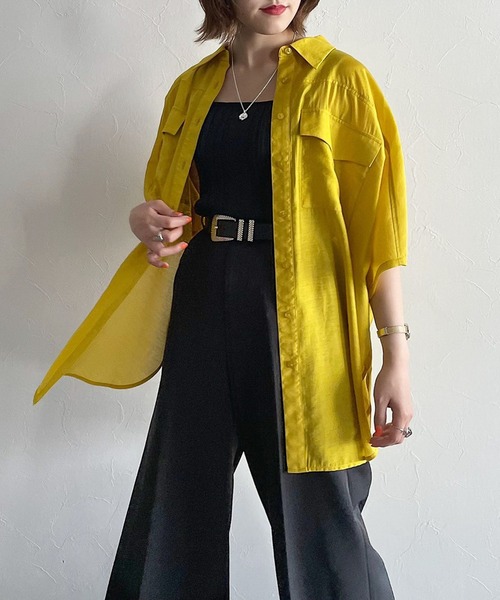 PAGEBOY（ページボーイ）の「シアーBIG半袖シャツ（シャツ/ブラウス・レディース・ブラック/オフホワイト/ブルー系その他/イエロー系その他/ブラウン系その他2・FREE）」の21枚目の写真