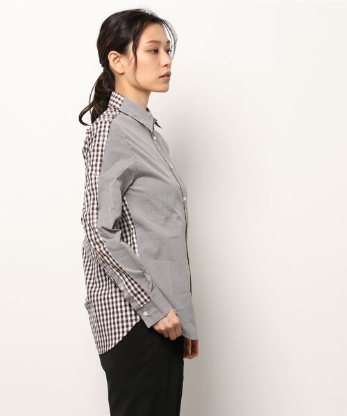 GOLDEN GOOSE（ゴールデングース）の「GOLDEN GOOSE Long sleeve shirt with different pattern check combination（シャツ/ブラウス・レディース・ホワイト×ブラウン・X-SMALL/XX-SMALL）」の6枚目の写真
