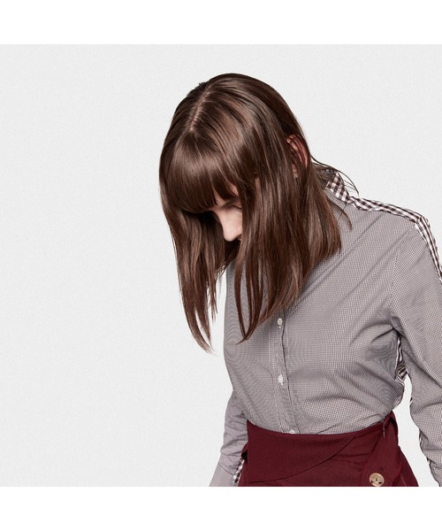 GOLDEN GOOSE（ゴールデングース）の「GOLDEN GOOSE Long sleeve shirt with different pattern check combination（シャツ/ブラウス・レディース・ホワイト×ブラウン・X-SMALL/XX-SMALL）」の4枚目の写真