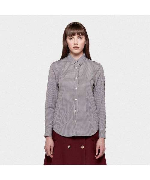 GOLDEN GOOSE（ゴールデングース）の「GOLDEN GOOSE Long sleeve shirt with different pattern check combination（シャツ/ブラウス・レディース・ホワイト×ブラウン・X-SMALL/XX-SMALL）」の2枚目の写真