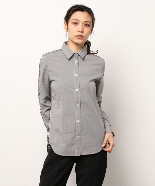 GOLDEN GOOSE（ゴールデングース）の「GOLDEN GOOSE Long sleeve shirt with different pattern check combination（シャツ/ブラウス・レディース・ホワイト×ブラウン・X-SMALL/XX-SMALL）」の5枚目の写真