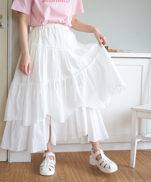 WEGO（ウィゴー）の「WEGO/アシメフリルティアードロングスカート（スカート・レディース・ホワイト・FREE）」の5枚目の写真