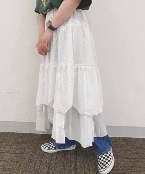 WEGO（ウィゴー）の「WEGO/アシメフリルティアードロングスカート（スカート・レディース・ホワイト・FREE）」の13枚目の写真