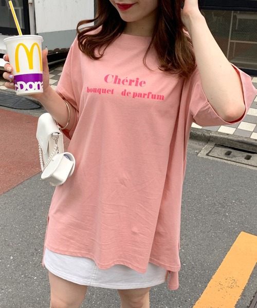 OLIVE des OLIVE（オリーブデオリーブ）の「【WEB限定カラー有】ロゴゆるTシャツ（Tシャツ/カットソー・レディース・オフホワイト/ピンク/ブラック/ミント・FREE）」の4枚目の写真