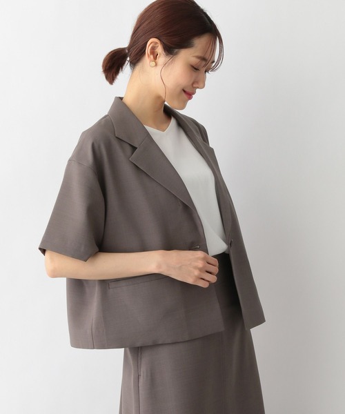 リネンライクショートジャケット Apuweiser テーラードジャケット green label relaxing ジャケット テーラードジャケット Soft