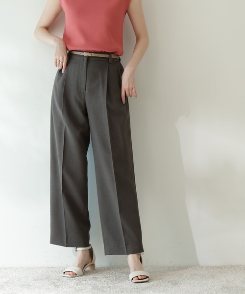 N.（N. Natural Beauty Basic）（エヌエヌナチュラルビューティーベーシック）の「◆シャンブレーセンタープレスパンツ（その他パンツ・レディース・グレー/ベージュ/ライラック/レモンイエロー・MEDIUM）」の2枚目の写真