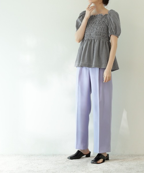 N.（N. Natural Beauty Basic）（エヌエヌナチュラルビューティーベーシック）の「◆シャンブレーセンタープレスパンツ（その他パンツ・レディース・グレー/ベージュ/ライラック/レモンイエロー・MEDIUM）」の3枚目の写真