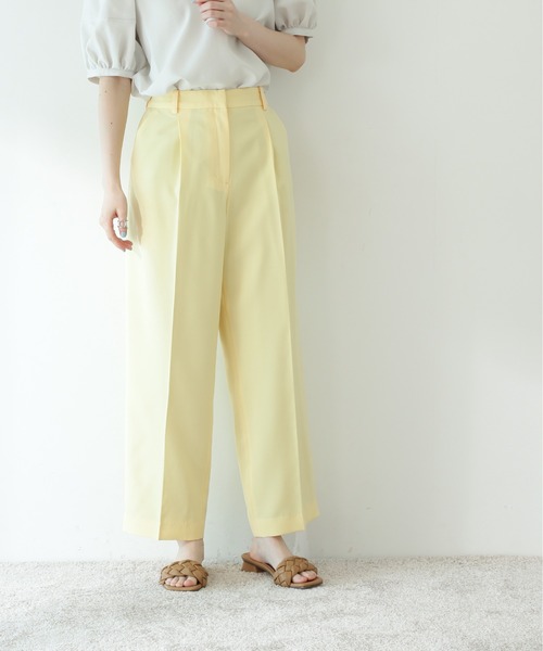 N.（N. Natural Beauty Basic）（エヌエヌナチュラルビューティーベーシック）の「◆シャンブレーセンタープレスパンツ（その他パンツ・レディース・グレー/ベージュ/ライラック/レモンイエロー・MEDIUM）」の4枚目の写真