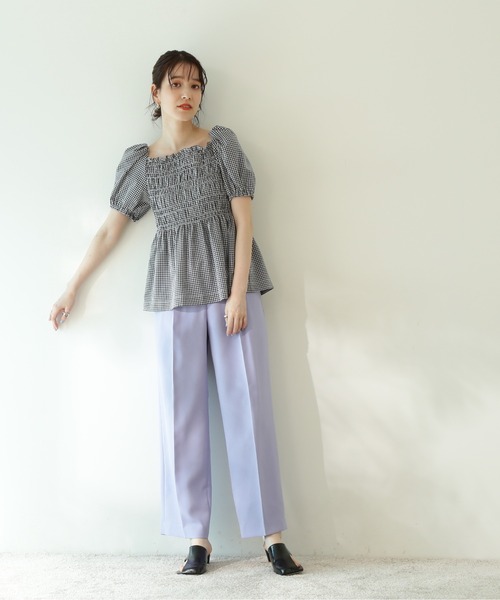 N.（N. Natural Beauty Basic）（エヌエヌナチュラルビューティーベーシック）の「◆シャンブレーセンタープレスパンツ（その他パンツ・レディース・グレー/ベージュ/ライラック/レモンイエロー・MEDIUM）」の12枚目の写真