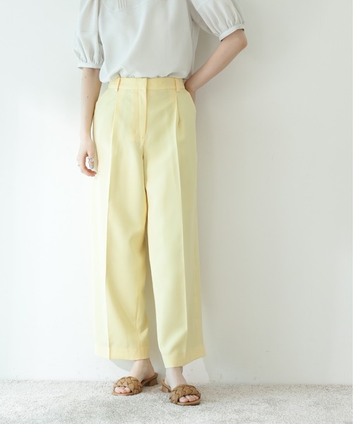 N.（N. Natural Beauty Basic）（エヌエヌナチュラルビューティーベーシック）の「◆シャンブレーセンタープレスパンツ（その他パンツ・レディース・グレー/ベージュ/ライラック/レモンイエロー・MEDIUM）」の6枚目の写真