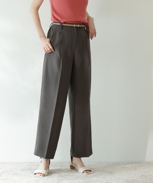 N.（N. Natural Beauty Basic）（エヌエヌナチュラルビューティーベーシック）の「◆シャンブレーセンタープレスパンツ（その他パンツ・レディース・グレー/ベージュ/ライラック/レモンイエロー・MEDIUM）」の18枚目の写真