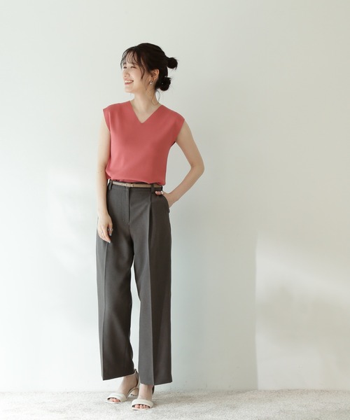 N.（N. Natural Beauty Basic）（エヌエヌナチュラルビューティーベーシック）の「◆シャンブレーセンタープレスパンツ（その他パンツ・レディース・グレー/ベージュ/ライラック/レモンイエロー・MEDIUM）」の11枚目の写真