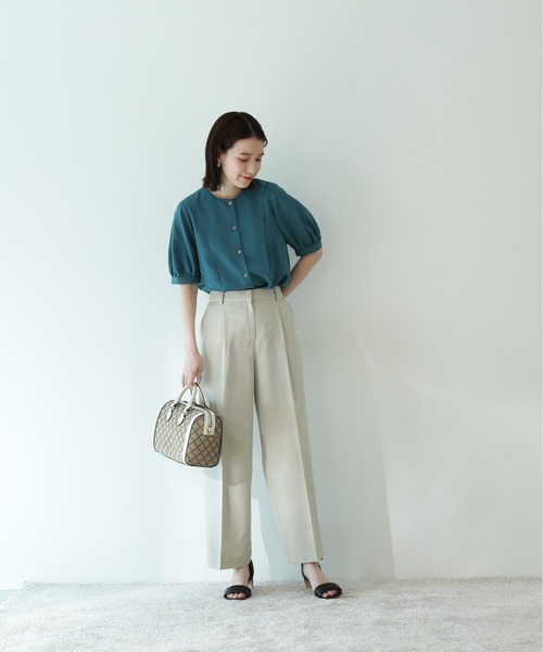 N.（N. Natural Beauty Basic）（エヌエヌナチュラルビューティーベーシック）の「◆シャンブレーセンタープレスパンツ（その他パンツ・レディース・グレー/ベージュ/ライラック/レモンイエロー・MEDIUM）」の7枚目の写真