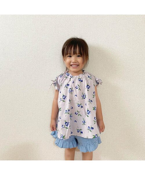 apres les cours（アプレレクール）の「WEB限定 フレアフリルショートパンツ（その他パンツ・キッズ・インディゴブルー/アイボリー/パープル/カーキ/マスタード・100/110/120/140/130/80/90）」の20枚目の写真