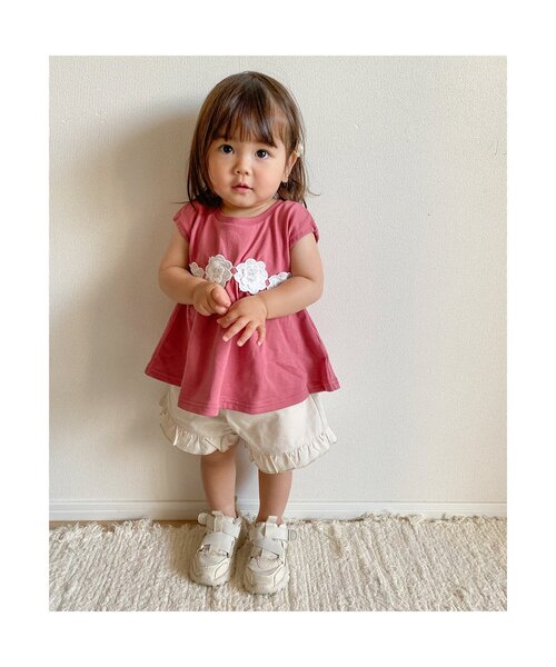 apres les cours（アプレレクール）の「WEB限定 フレアフリルショートパンツ（その他パンツ・キッズ・インディゴブルー/アイボリー/パープル/カーキ/マスタード・100/110/120/140/130/80/90）」の11枚目の写真