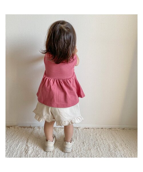 apres les cours（アプレレクール）の「WEB限定 フレアフリルショートパンツ（その他パンツ・キッズ・インディゴブルー/アイボリー/パープル/カーキ/マスタード・100/110/120/140/130/80/90）」の6枚目の写真