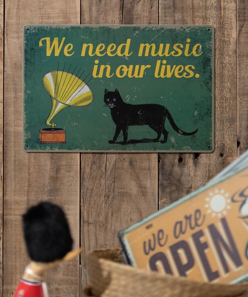 セール】アンティーク調 壁掛け レトロサイン ブリキ看板 犬、猫