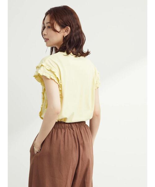 Sugar spoon(シュガースプーン)の「・SUGAR SPOON フリルノースリーブTシャツ(Tシャツ/カットソー・レディース・ライトグレー/ブラック/オフホワイト/イエロー・FREE)」の11枚目の写真