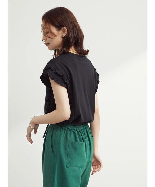 Sugar spoon(シュガースプーン)の「・SUGAR SPOON フリルノースリーブTシャツ(Tシャツ/カットソー・レディース・ライトグレー/ブラック/オフホワイト/イエロー・FREE)」の9枚目の写真