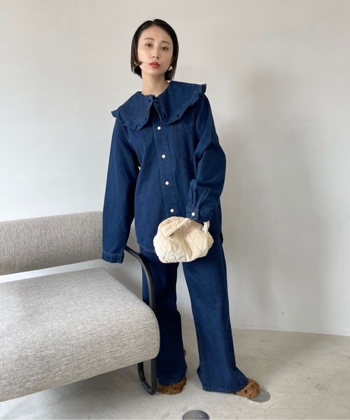 SANSeLF（サンセルフ）の「ワンウォッシュデニムセットアップ【SANSeLF】sanw22a031（セットアップ・レディース・ワンウォッシュ・FREE）」の4枚目の写真