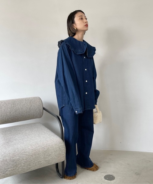SANSeLF（サンセルフ）の「ワンウォッシュデニムセットアップ【SANSeLF】sanw22a031（セットアップ・レディース・ワンウォッシュ・FREE）」の5枚目の写真