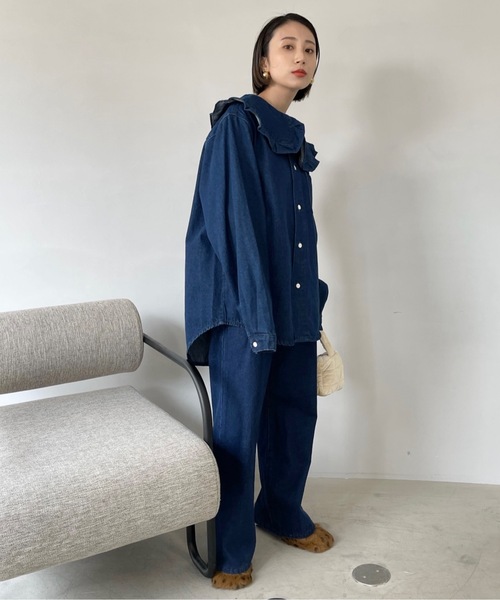 SANSeLF（サンセルフ）の「ワンウォッシュデニムセットアップ【SANSeLF】sanw22a031（セットアップ・レディース・ワンウォッシュ・FREE）」の6枚目の写真