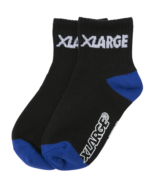 XLARGE KIDS（エクストララージキッズ）の「QUARTER SOCKS LOGO（ソックス/靴下・キッズ・ブラック/アッシュ・MEDIUM/LARGE）」の2枚目の写真