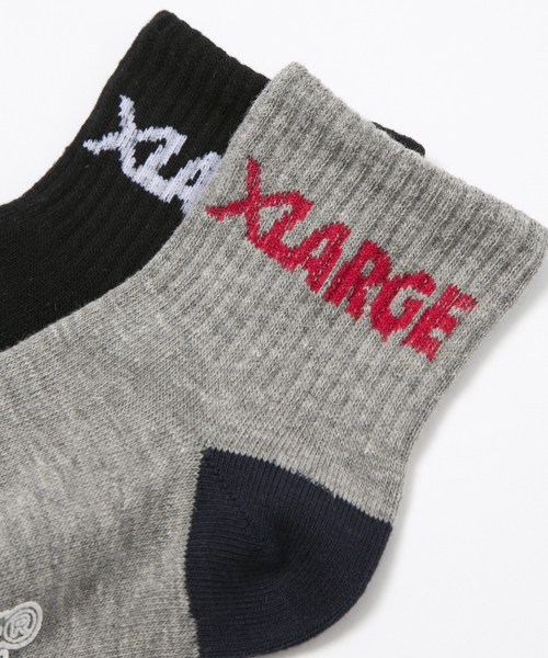 XLARGE KIDS（エクストララージキッズ）の「QUARTER SOCKS LOGO（ソックス/靴下・キッズ・ブラック/アッシュ・MEDIUM/LARGE）」の3枚目の写真
