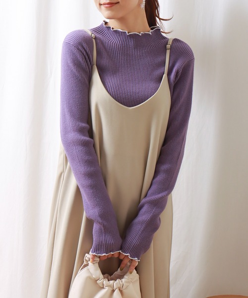 libelle more（リベル モア）の「配色メロースフレニット（ニット/セーター・レディース・ブラック/オフホワイト/ピンク/モカ/ラベンダー・M/L）」の4枚目の写真