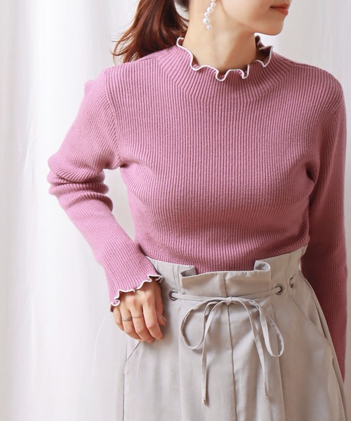 libelle more（リベル モア）の「配色メロースフレニット（ニット/セーター・レディース・ブラック/オフホワイト/ピンク/モカ/ラベンダー・M/L）」の5枚目の写真