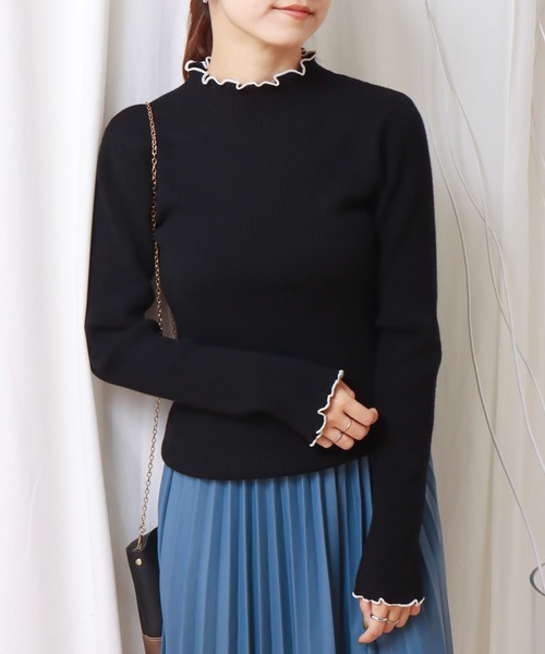 libelle more（リベル モア）の「配色メロースフレニット（ニット/セーター・レディース・ブラック/オフホワイト/ピンク/モカ/ラベンダー・M/L）」の3枚目の写真