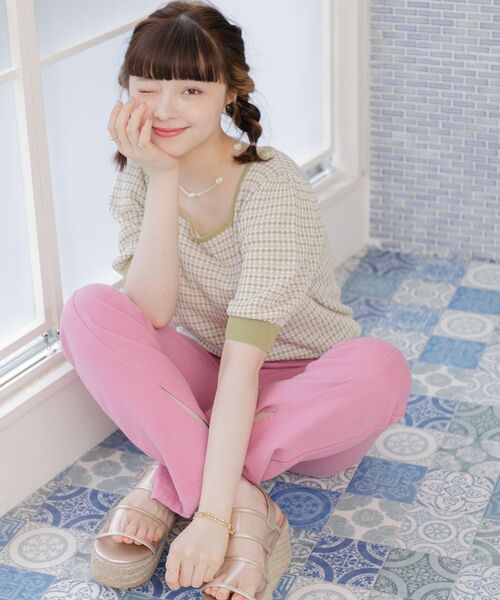 I ❤️ MATIN 半袖ニット ピンク レディース 半袖ニット (ピンク) -ファッション通販 FASHION WALKER