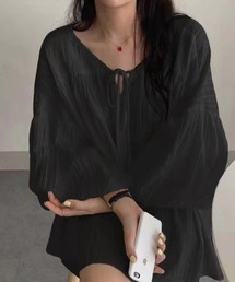 ボリューム袖リボンチュニック