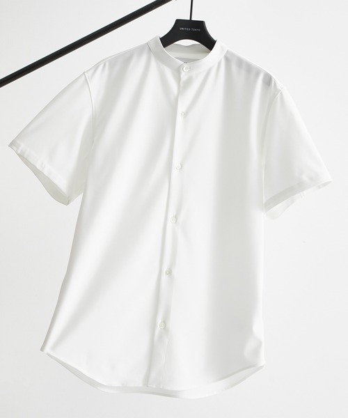 UNITED TOKYO（ユナイテッドトウキョウ）の「Dryスリムバンドカラー半袖シャツ（シャツ/ブラウス・メンズ・ホワイト/ブラック/ミント・1/2/3）」の2枚目の写真