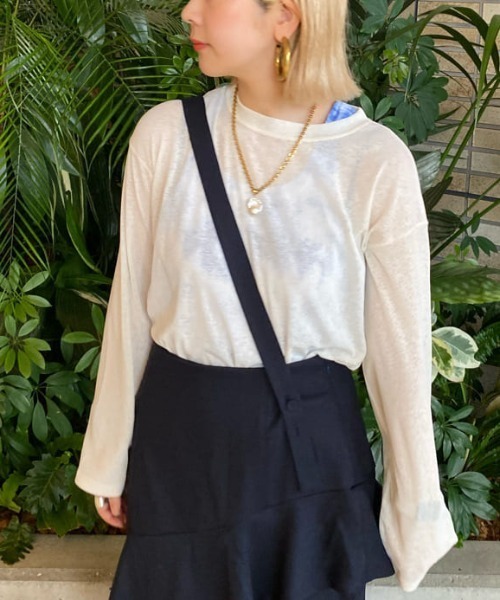 ROSE BUD(ローズバッド)の「シアートップス(Tシャツ/カットソー・レディース・ピンク/ブラック/ホワイト・FREE)」の2枚目の写真