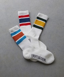 FRUIT OF THE LOOM | C  アメリブラインクルー / クルー丈ソックス / 3足セット / ラインソックス / カジュアル(ソックス/靴下)