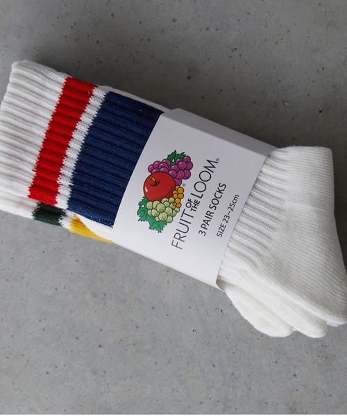 FRUIT OF THE LOOM（フルーツオブザルーム）の「C  アメリブラインクルー / クルー丈ソックス / 3足セット / ラインソックス / カジュアル（ソックス/靴下・レディース・マルチ・23cm～25cm）」の3枚目の写真