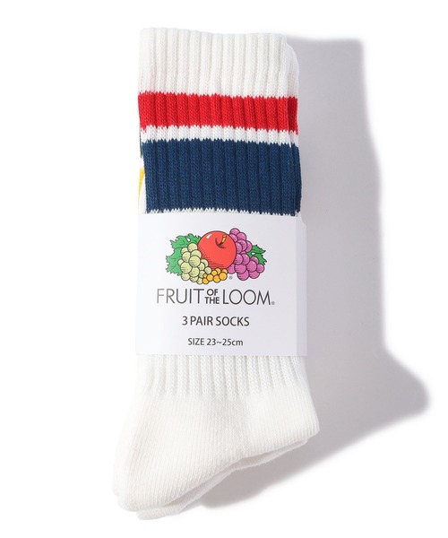 FRUIT OF THE LOOM（フルーツオブザルーム）の「C  アメリブラインクルー / クルー丈ソックス / 3足セット / ラインソックス / カジュアル（ソックス/靴下・レディース・マルチ・23cm～25cm）」の10枚目の写真