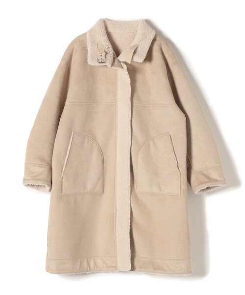 SHIPS（シップス）の「フェイクムートン リバーシブル スタンドカラー ミディコート◆（ムートンコート・レディース・オフホワイト/キャメル・38/36）」の3枚目の写真