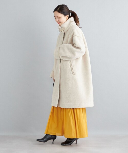 SHIPS（シップス）の「フェイクムートン リバーシブル スタンドカラー ミディコート◆（ムートンコート・レディース・オフホワイト/キャメル・38/36）」の7枚目の写真