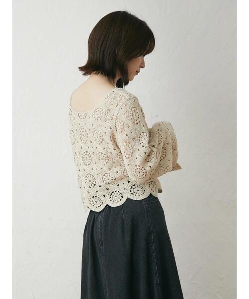 Green　Parks（グリーンパークス）の「・Petit Fleur2wayカギバリプルオーバー（ニット/セーター・レディース・ブラック/グレイッシュベージュ・FREE）」の12枚目の写真
