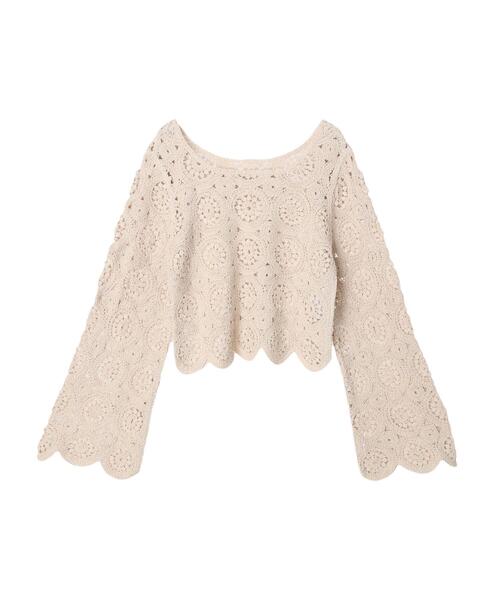 Green　Parks（グリーンパークス）の「・Petit Fleur2wayカギバリプルオーバー（ニット/セーター・レディース・ブラック/グレイッシュベージュ・FREE）」の7枚目の写真